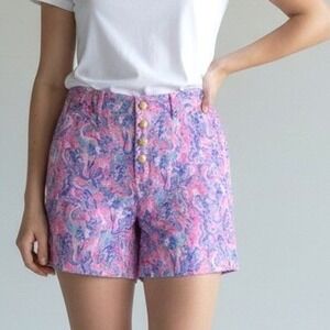 Stella Parker Collection Mermaid Print Shorts Pink Blue Button Fly Womens Size 6